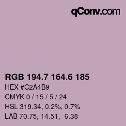 カラーコード: RGB 194.7 164.6 185 | qconv.com