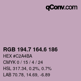 カラーコード: RGB 194.7 164.6 186 | qconv.com