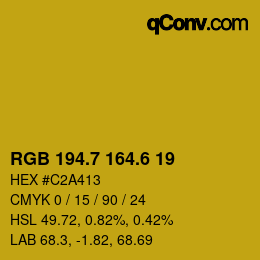 カラーコード: RGB 194.7 164.6 19 | qconv.com