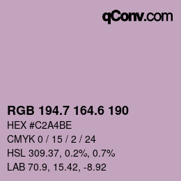 カラーコード: RGB 194.7 164.6 190 | qconv.com