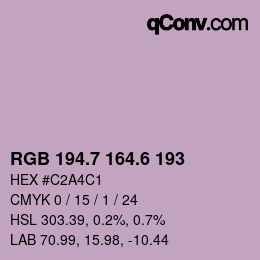 カラーコード: RGB 194.7 164.6 193 | qconv.com