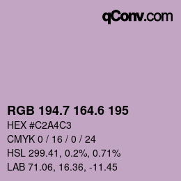 カラーコード: RGB 194.7 164.6 195 | qconv.com