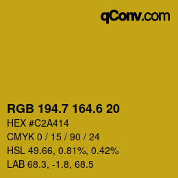 カラーコード: RGB 194.7 164.6 20 | qconv.com
