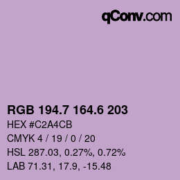 カラーコード: RGB 194.7 164.6 203 | qconv.com