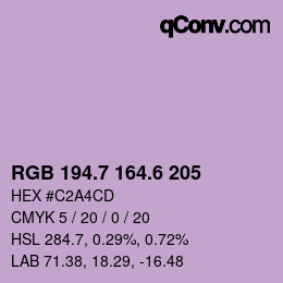カラーコード: RGB 194.7 164.6 205 | qconv.com