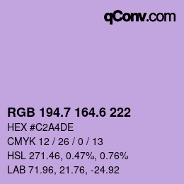 カラーコード: RGB 194.7 164.6 222 | qconv.com