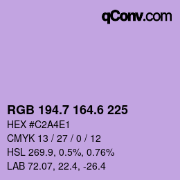 カラーコード: RGB 194.7 164.6 225 | qconv.com