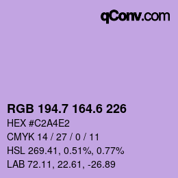 カラーコード: RGB 194.7 164.6 226 | qconv.com