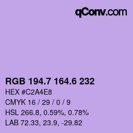 カラーコード: RGB 194.7 164.6 232 | qconv.com