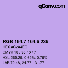 カラーコード: RGB 194.7 164.6 236 | qconv.com