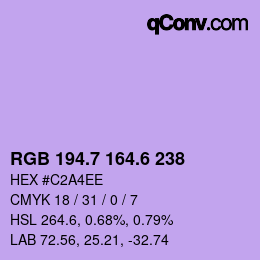 カラーコード: RGB 194.7 164.6 238 | qconv.com
