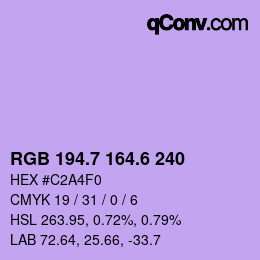 カラーコード: RGB 194.7 164.6 240 | qconv.com