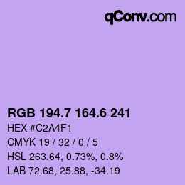 カラーコード: RGB 194.7 164.6 241 | qconv.com