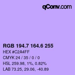 カラーコード: RGB 194.7 164.6 255 | qconv.com