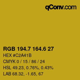 カラーコード: RGB 194.7 164.6 27 | qconv.com