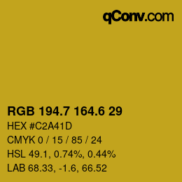 カラーコード: RGB 194.7 164.6 29 | qconv.com