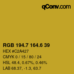 カラーコード: RGB 194.7 164.6 39 | qconv.com