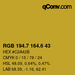 カラーコード: RGB 194.7 164.6 43 | qconv.com