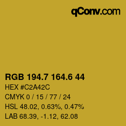 カラーコード: RGB 194.7 164.6 44 | qconv.com