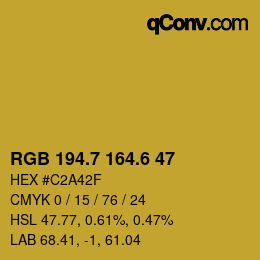 カラーコード: RGB 194.7 164.6 47 | qconv.com