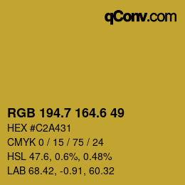 カラーコード: RGB 194.7 164.6 49 | qconv.com
