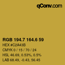 カラーコード: RGB 194.7 164.6 59 | qconv.com