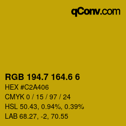 カラーコード: RGB 194.7 164.6 6 | qconv.com