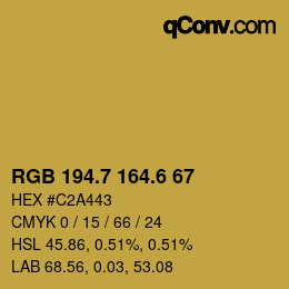 カラーコード: RGB 194.7 164.6 67 | qconv.com