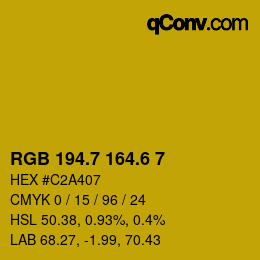 カラーコード: RGB 194.7 164.6 7 | qconv.com