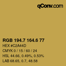 カラーコード: RGB 194.7 164.6 77 | qconv.com