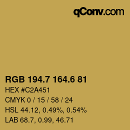 カラーコード: RGB 194.7 164.6 81 | qconv.com