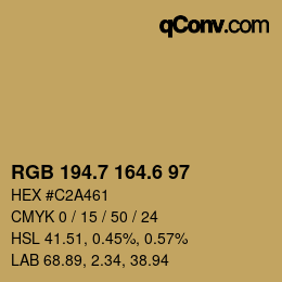 カラーコード: RGB 194.7 164.6 97 | qconv.com