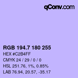 カラーコード: RGB 194.7 180 255 | qconv.com