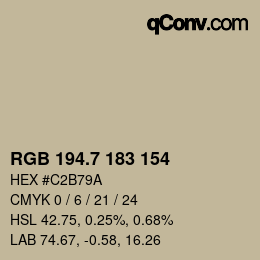 カラーコード: RGB 194.7 183 154 | qconv.com