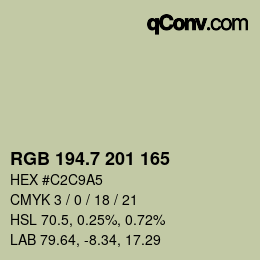 カラーコード: RGB 194.7 201 165 | qconv.com