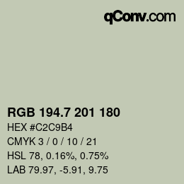 カラーコード: RGB 194.7 201 180 | qconv.com