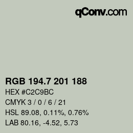 カラーコード: RGB 194.7 201 188 | qconv.com