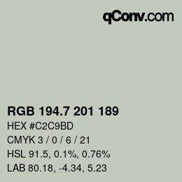 カラーコード: RGB 194.7 201 189 | qconv.com