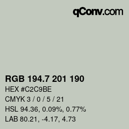 カラーコード: RGB 194.7 201 190 | qconv.com