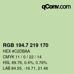 カラーコード: RGB 194.7 219 170 | qconv.com