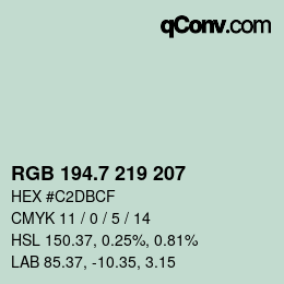 カラーコード: RGB 194.7 219 207 | qconv.com