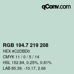 カラーコード: RGB 194.7 219 208 | qconv.com