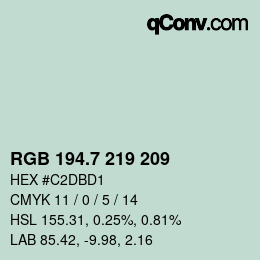 カラーコード: RGB 194.7 219 209 | qconv.com