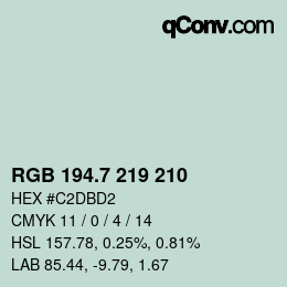 カラーコード: RGB 194.7 219 210 | qconv.com