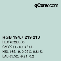 カラーコード: RGB 194.7 219 213 | qconv.com