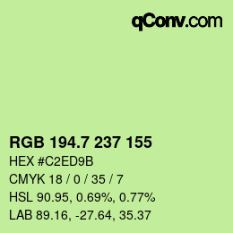カラーコード: RGB 194.7 237 155 | qconv.com