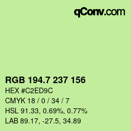 カラーコード: RGB 194.7 237 156 | qconv.com