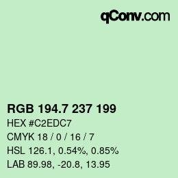 カラーコード: RGB 194.7 237 199 | qconv.com