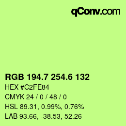 カラーコード: RGB 194.7 254.6 132 | qconv.com