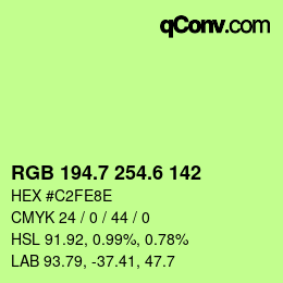 カラーコード: RGB 194.7 254.6 142 | qconv.com